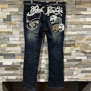 Denim Jeans Mens Womens Red Pepper Japan&Co Ed Hardy Embroidery Size 36